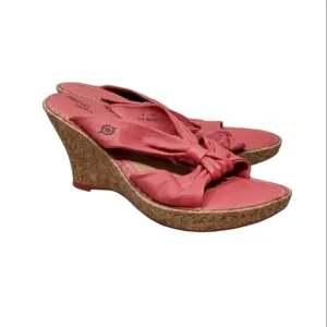 Born Women Driller Cork Pink Wedge Leather Sandals shoes sz 9