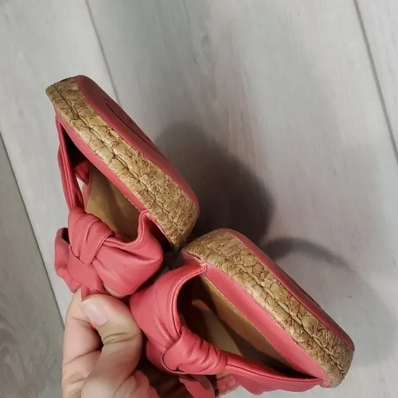 Born Women Driller Cork Pink Wedge Leather Sandals shoes sz 9