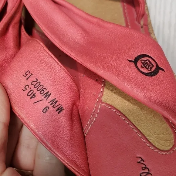 Born Women Driller Cork Pink Wedge Leather Sandals shoes sz 9