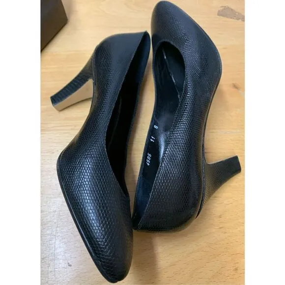 BOTTEGA VENETA Black Leather Snakeskin sexy Heels Pumps Shoes 8 AA W/ bag