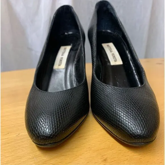 BOTTEGA VENETA Black Leather Snakeskin sexy Heels Pumps Shoes 8 AA W/ bag