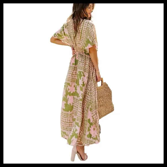 BOUTIQUE Tropical Boho Maxi Dress With Slits