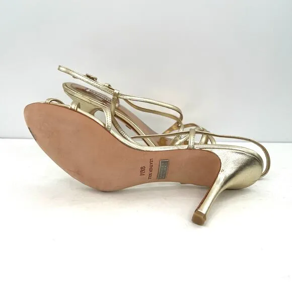 Bradley Mischka women’s golden sling pack heels formal party sandals shoes
