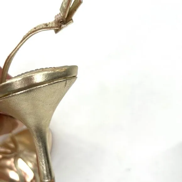 Bradley Mischka women’s golden sling pack heels formal party sandals shoes