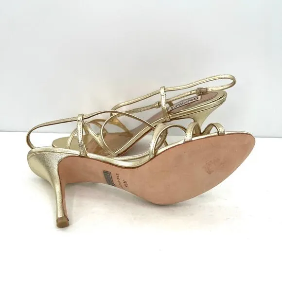 Bradley Mischka women’s golden sling pack heels formal party sandals shoes