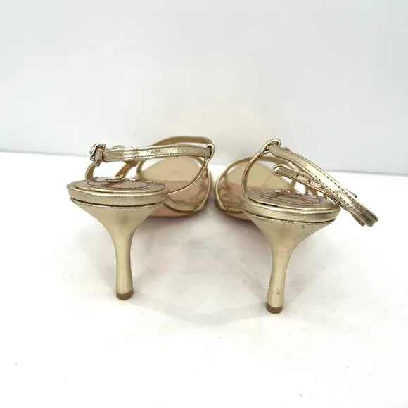 Bradley Mischka women’s golden sling pack heels formal party sandals shoes