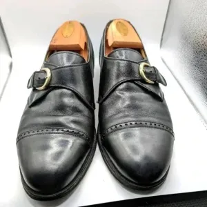 Bragano by Cole Haan Black Monk Strap Dress Shoes 8 Buckle Formal Slip On