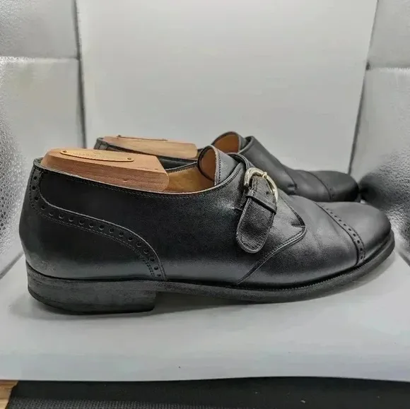 Bragano by Cole Haan Black Monk Strap Dress Shoes 8 Buckle Formal Slip On