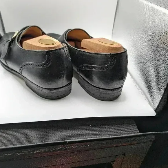 Bragano by Cole Haan Black Monk Strap Dress Shoes 8 Buckle Formal Slip On