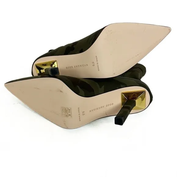 Brand New Good American Green Camo Camouflage Neoprene Stiletto High Heels