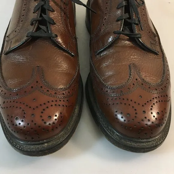 British Walkers 9 EEE Brown Leather Brogue Wingtip Oxford Shoes Made in USA