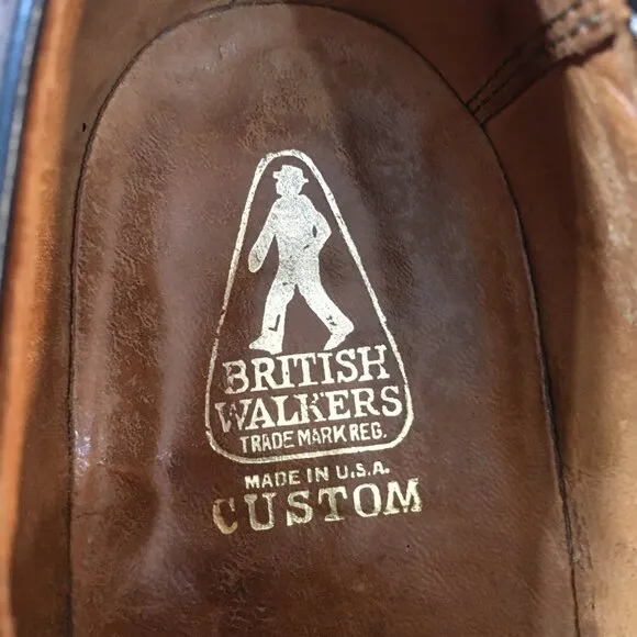 British Walkers 9 EEE Brown Leather Brogue Wingtip Oxford Shoes Made in USA