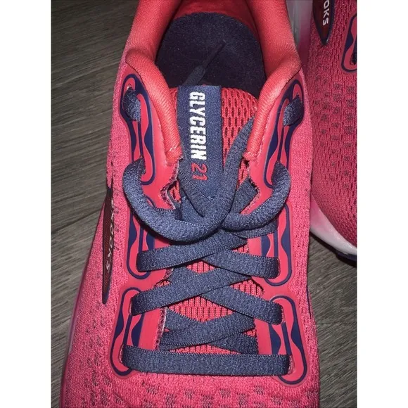 Brooks Women Size 7 Glycerin 21 Shoes Sneaker Raspberry Estate Blue 1204081B630