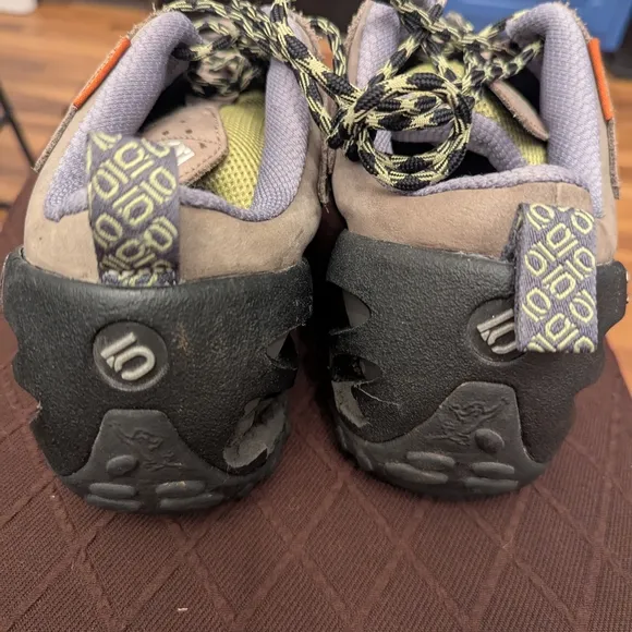 Brown Five Ten Brand Men's Size Ten Hiking Shoes with Black and Yellow Laces