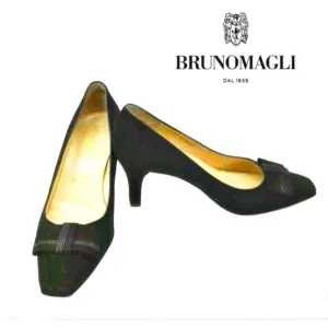 BRUNO MAGLI ITALY SUEDE pumps 7 designer chunky heel shoes