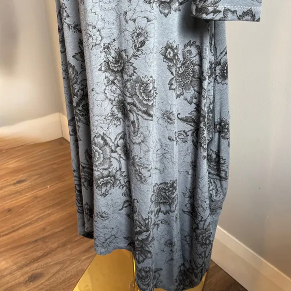Bryn Walker, Women's 3/4 Sleeve Blue &amp; Black Floral Long Swing Dress, SZ S