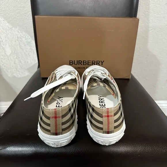 Burberry Men's Tan Plaid Sneakers