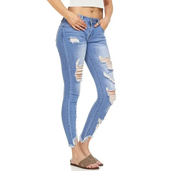 Butt Lift Distressed Stretch Ripped Skinny Jeans