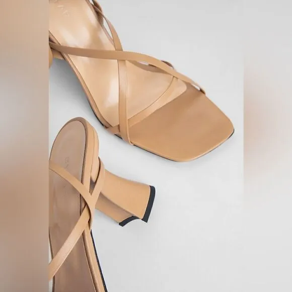 BY FAR KERSTI NUDE LEATHER Strappy Sandals