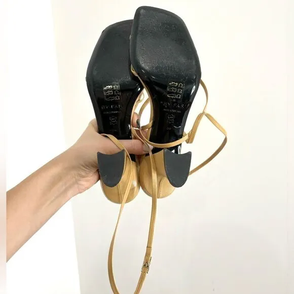 BY FAR KERSTI NUDE LEATHER Strappy Sandals