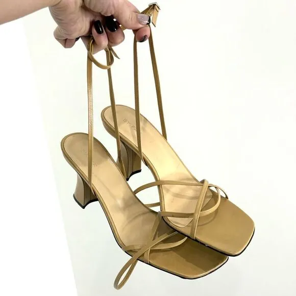 BY FAR KERSTI NUDE LEATHER Strappy Sandals