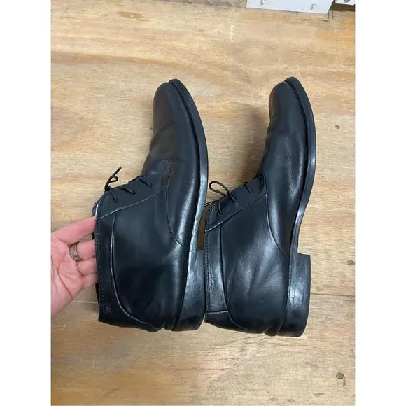 Calvin Klein Black Leather Dress Boots ‘Smith’ Shoes Men’s Size 10