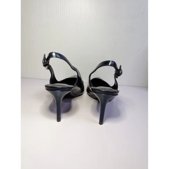 Calvin Klein Size 7 GIOVANNA Blue Patent Leather Slings Pumps Heels Womens Shoes