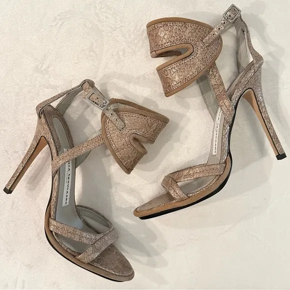 Camilla Skovgaard 6.5 Stiletto Pump Slingback High Heel Sandal Leather Taupe