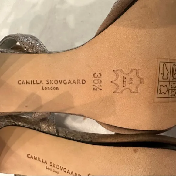 Camilla Skovgaard 6.5 Stiletto Pump Slingback High Heel Sandal Leather Taupe
