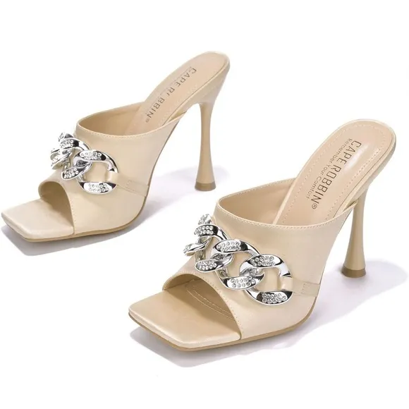 Cape Robbin Disteny Sexy Stiletto High Heels, Square Open Toe Shoes Heels