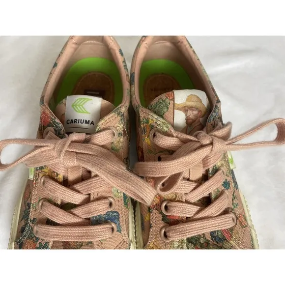 Cariuma Women 8.5 Sneaker Van Gogh Museum Print Art Edition Pink Floral Vincent