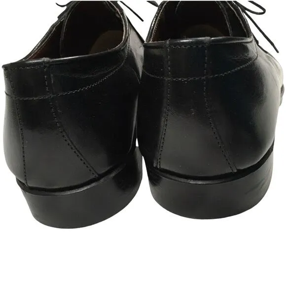 Carlo Morandi Dress Shoes Black Leather Cap Toe Lace-Up Men's 10 Made in Italy