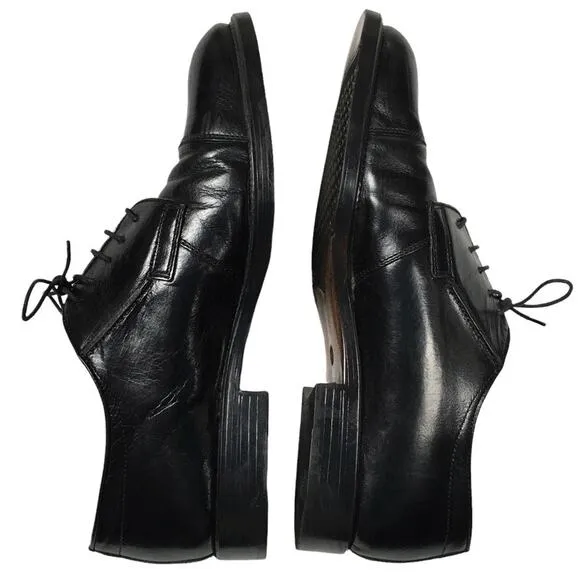 Carlo Morandi Dress Shoes Black Leather Cap Toe Lace-Up Men's 10 Made in Italy