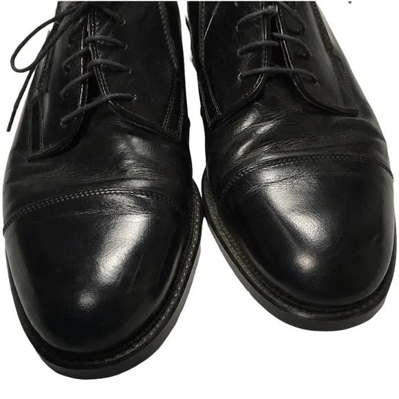 Carlo Morandi Dress Shoes Black Leather Cap Toe Lace-Up Men's 10 Made in Italy