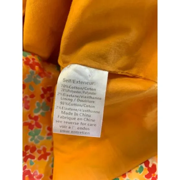 Caroline Constas Women's Floral Calla Mini Dress Puff Sleeves Orange Size S