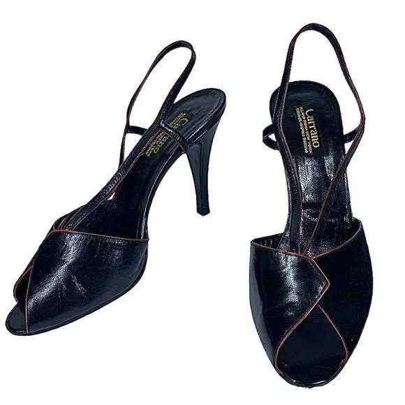 Carrano Women’s Sling Back Heels Suede/Leather EU 38.5 US 7.5 Made In Italy