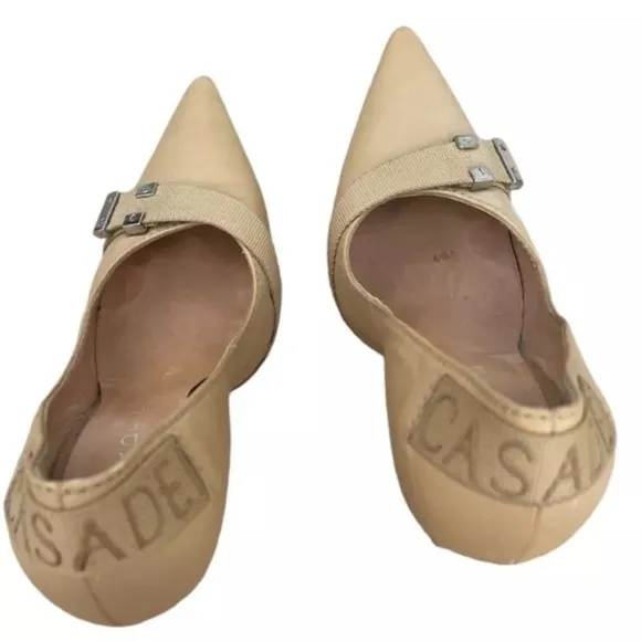CASADEI Camel/Nude Leather Heels/Pumps Size 7 Buckle