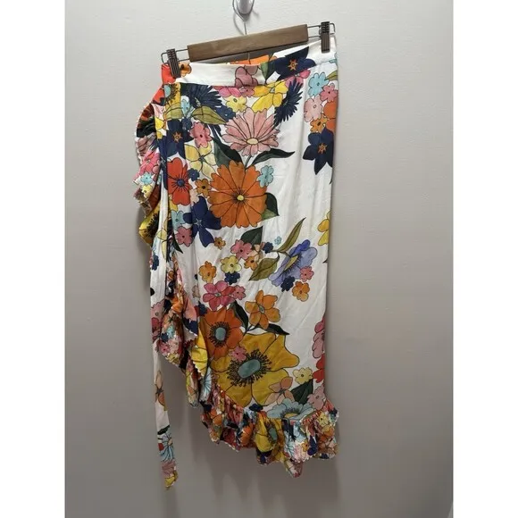 Celia B‎ Multicolor Floral Wrap Maxi Skirt Size Small Viscose