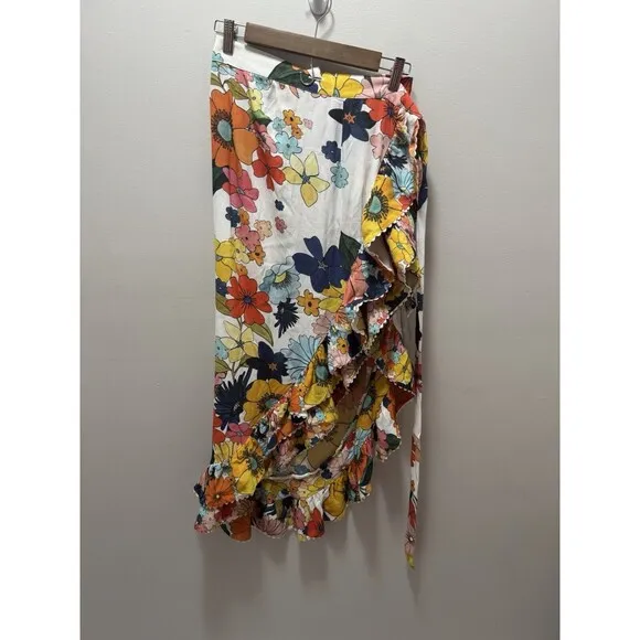 Celia B‎ Multicolor Floral Wrap Maxi Skirt Size Small Viscose