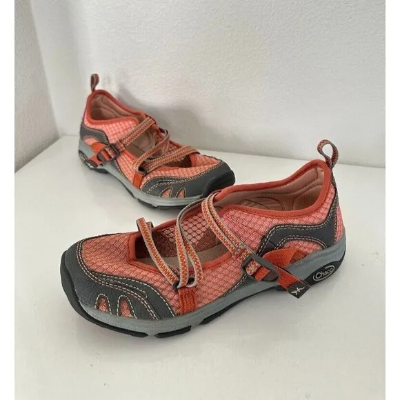 Chaco Outcross Evo Mary Jane Shoes Orange Gray Hiking Strappy Low Top Women's 8