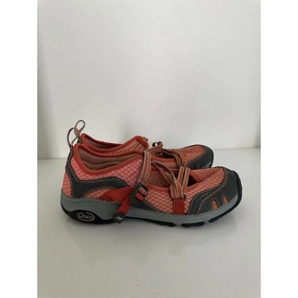 Chaco Outcross Evo Mary Jane Shoes Orange Gray Hiking Strappy Low Top Women's 8