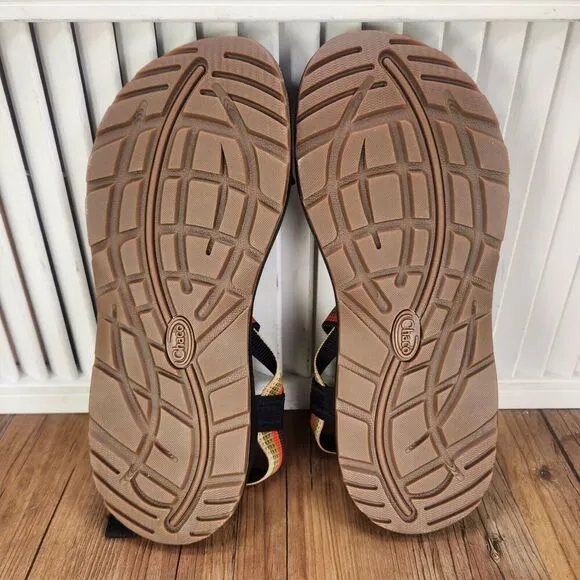 Chaco Z/1 Classic Tetra Moss Womens Size 11 Black Striped Hiking Strappy Sandals