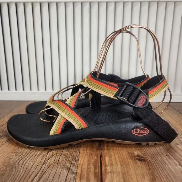 Chaco Z/1 Classic Tetra Moss Womens Size 11 Black Striped Hiking Strappy Sandals