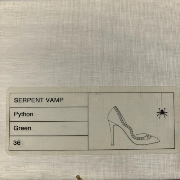 Charlotte Olympia Serpent Vamp Python Green High Heels Woman’s Sz 36, US 5.5 NEW
