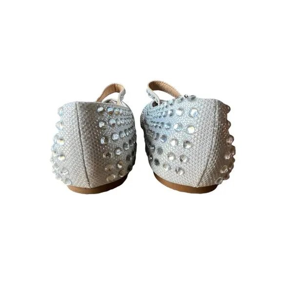Chase &amp; Chloe Mary Jane Ballet Flats Shoes Size 7.5 Silver Glitter Holidays NWT