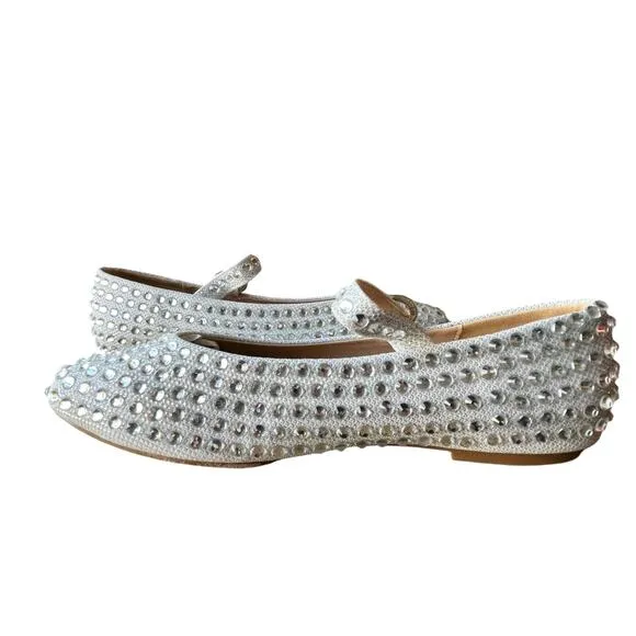 Chase &amp; Chloe Mary Jane Ballet Flats Shoes Size 7.5 Silver Glitter Holidays NWT
