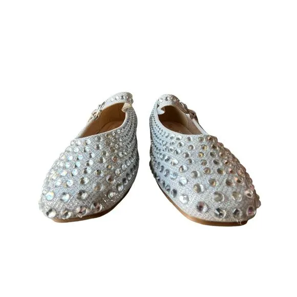 Chase &amp; Chloe Mary Jane Ballet Flats Shoes Size 7.5 Silver Glitter Holidays NWT