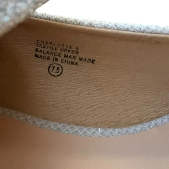 Chase &amp; Chloe Mary Jane Ballet Flats Shoes Size 7.5 Silver Glitter Holidays NWT