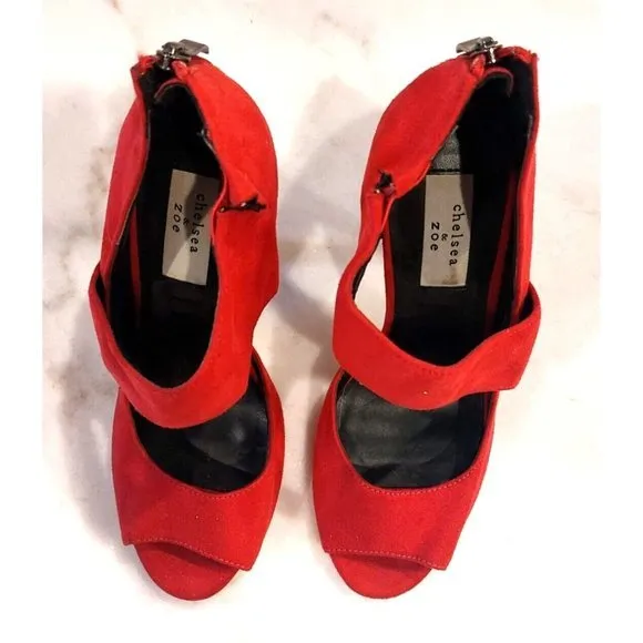 Chelsea &amp;‎ Zoe Women’s Peep-Toe Pink High Heels Size 7.5 NEW