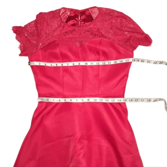 Chi Chi London Red Lace Bodice Dip High Lo Dress Size 8